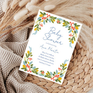 Coastal Florals Baby Shower Invitation