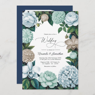 Coastal Fog/Seafoam Tint & Driftwood Beige Wedding Invitation