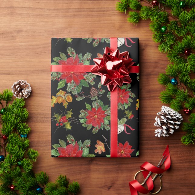 Coastal Forest Poinsettias Wrapping Paper (Holiday Gift)