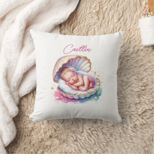 Coastal Girl's Baby Shower Personalised Cushion
