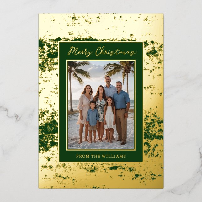 Coastal Glam Foil Christmas Card Template Custom  (Front)