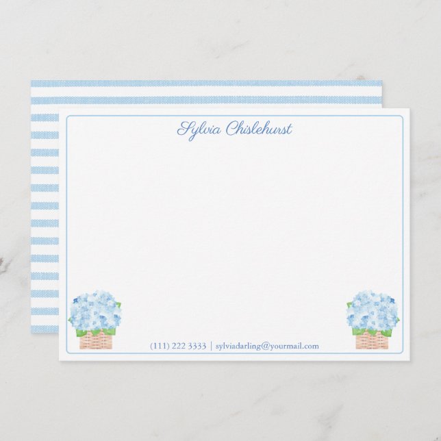 Coastal Grandma Blue Hydrangeas A Note From Thank You Card (Front/Back)