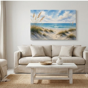 Coastal Grass Canvas Print Blue Horizon Ocean