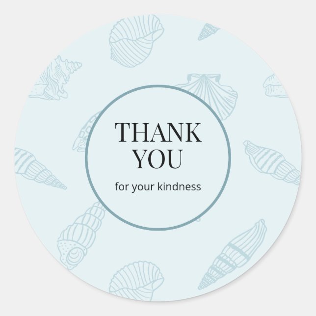 Coastal Gratitude Seafoam Blue Classic Round Sticker (Front)