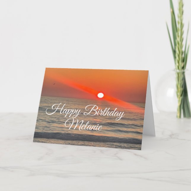 Coastal Happy Birthday Sunset Beach Bright Card (Front)