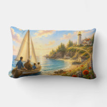 Coastal Harbour Lumbar Throw Pillow