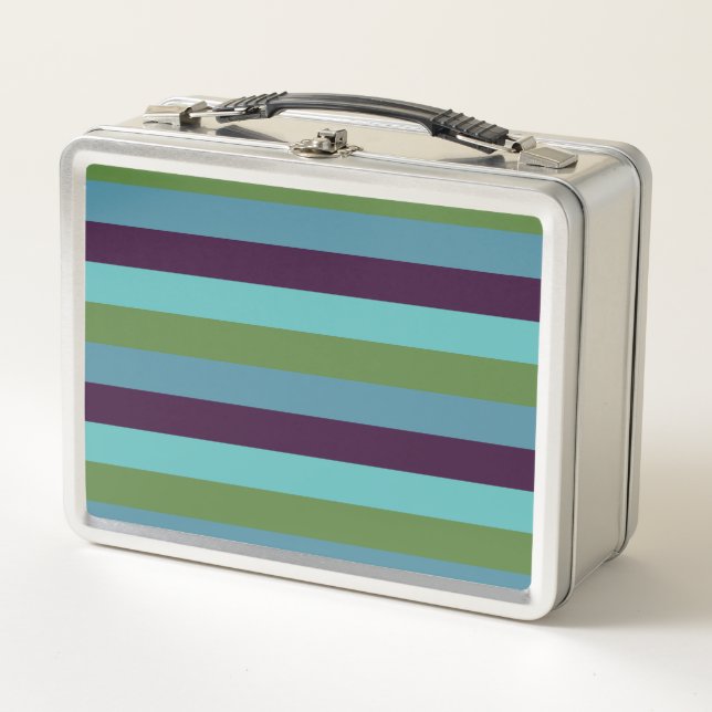 Coastal harmony stripes metal lunch box (Front)