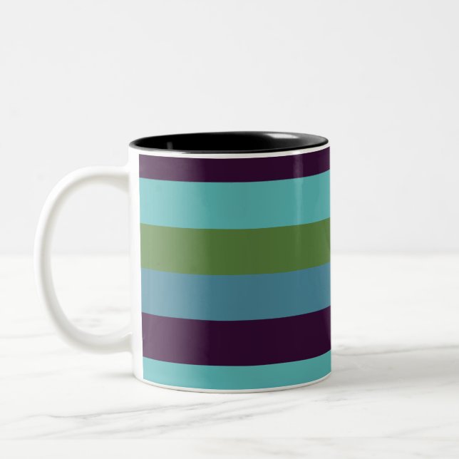 Coastal harmony stripes Two-Tone coffee mug (Left)