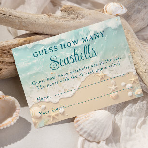 Coastal How Many Seashells Bridal Shower Game Enclosure Card