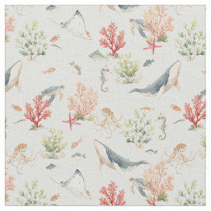 Coastal Humpback Whale - salt sea underwater print Fabric