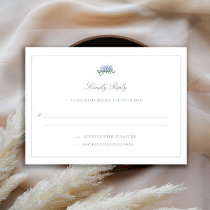 Coastal Hydrangea Formal Classic Blue Wedding RSVP Card
