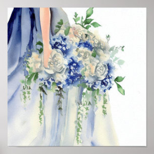 Coastal Inspired, Bridal Cascading Bouquet 1, Poster