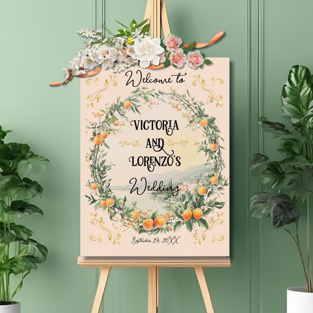 Coastal Italian wedding Welcome Poster Sign (Creator Uploaded)