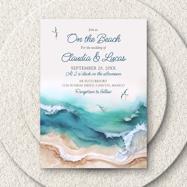 Coastal Join Us On the Beach Destination Wedding Invitation (Creator Uploaded)