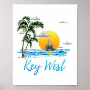 Coastal Key West Sailing Sunset Poster