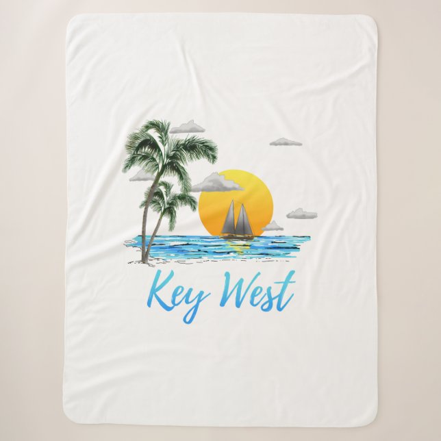 Coastal Key West Sailing Sunset Sherpa Blanket (Front)