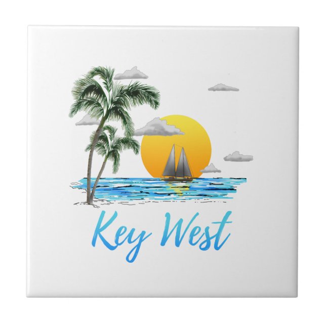 Coastal Key West Sailing Sunset Tile (Front)