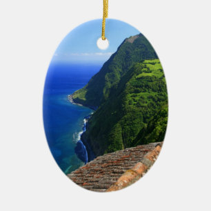 Coastal landscape in Azores Ceramic Tree Decoration