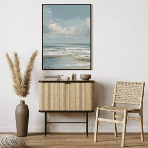 Coastal Landscape Painting Soft Ocean Horizon Canvas Print