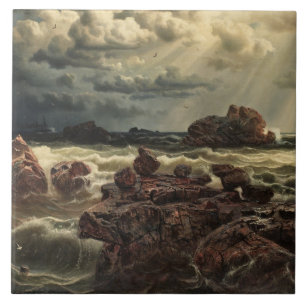 Coastal Landscape with Ships on the Horizon Tile