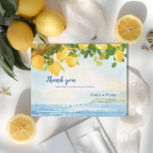 Coastal Lemon Garden Wedding Thank You Postcard