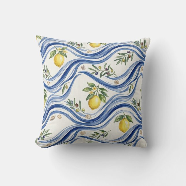 Coastal Lemon Throw Pillow (Front)