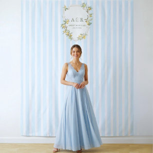 Coastal Lemon Wedding Backdrop Photo Booth Tapestry