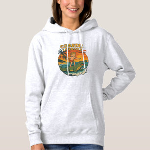 Coastal Life Alligator Surfing Retro FL Surf Beach Hoodie