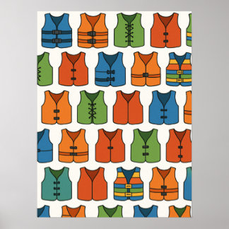 Coastal Life Jacket Colourful Lake Life Wall Poste Poster