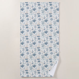 Coastal Life Oceans Blue Beach Towel