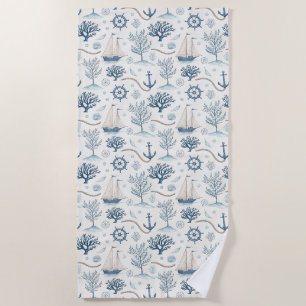 Coastal Life Oceans Blue Beach Towel