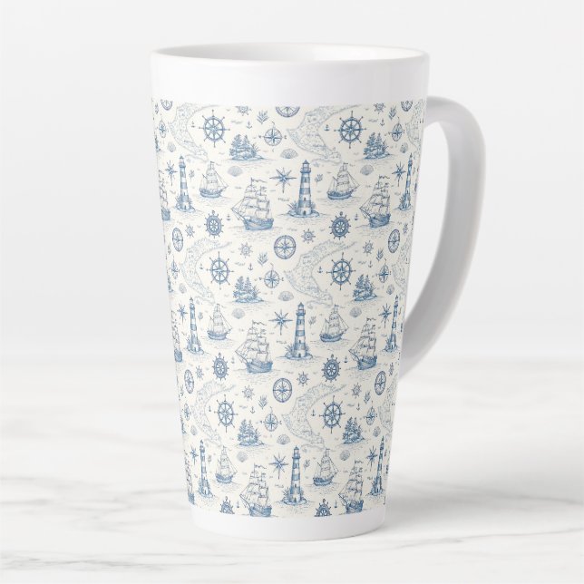 Coastal Life Oceans Blue Latte Mug (Right Angle)
