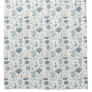 Coastal Life Oceans Blue Shower Curtain
