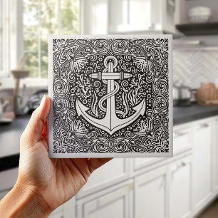Coastal Life Series Anchor B & W D1208 Tile