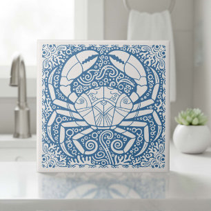 Coastal Life Series Crab Shell Blue D1208 Tile