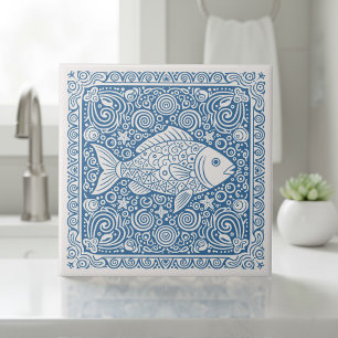 Coastal Life Series Fish Blue D1208 Tile