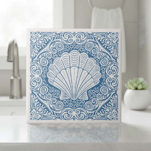 Coastal Life Series Scallop Shell Blue D1208 Tile