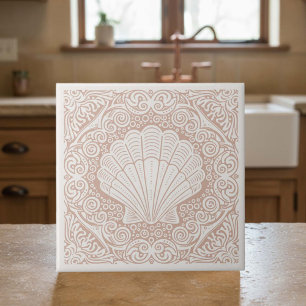 Coastal Life Series Scallop Shell Coral D1208 Tile