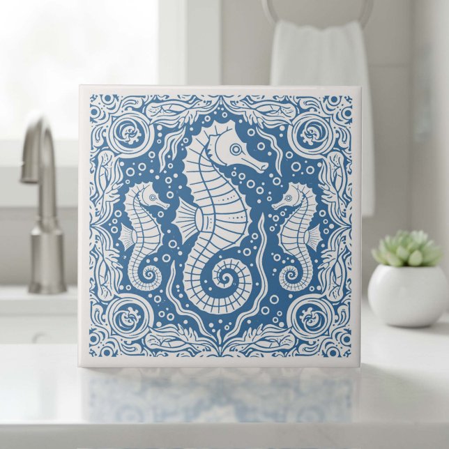 Coastal Life Series Seahorse Blue D1208 Tile (Creator Uploaded)