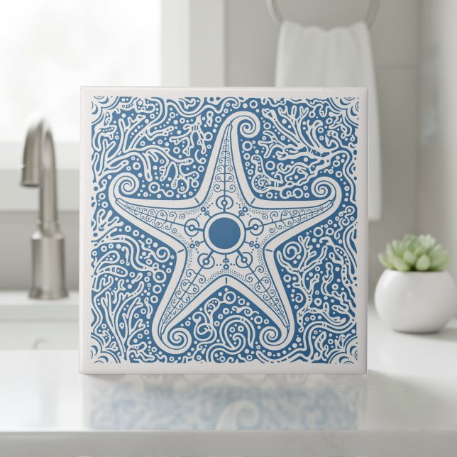 Coastal Life Series Starfish Blue D1208 Tile (Creator Uploaded)
