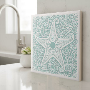 Coastal Life Series Starfish Teal D1208 Tile