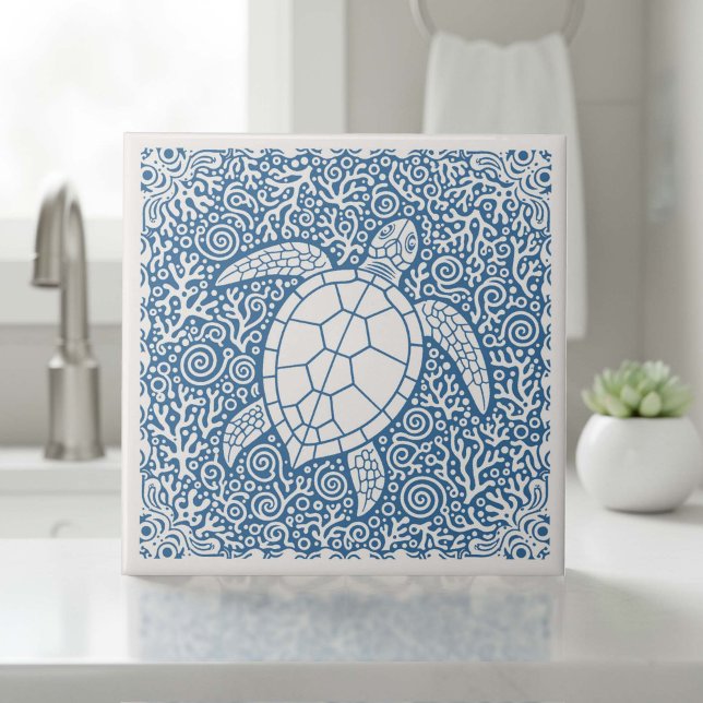 Coastal Life Series Turtle Blue D1208 Tile (Creator Uploaded)