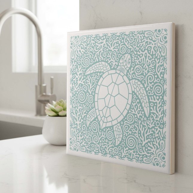 Coastal Life Series Turtle Teal D1208 Tile (Creator Uploaded)