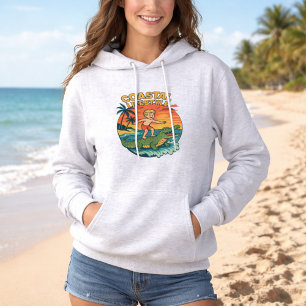 Coastal Lifestyle Gator Surfing - Retro Surf Beach Hoodie