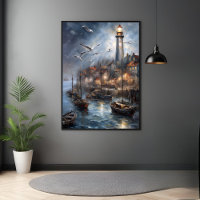 Coastal Lighthouse at Twilight Nautical Art