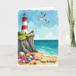 Coastal Lighthouse Birthday Card