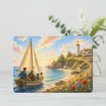 Coastal Lighthouse Father's Day Flat Card