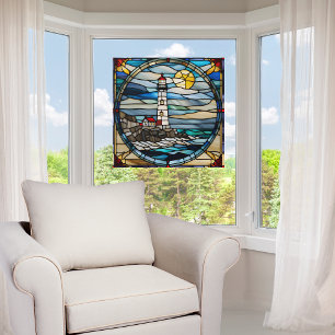Coastal Lighthouse Faux Stained Glass