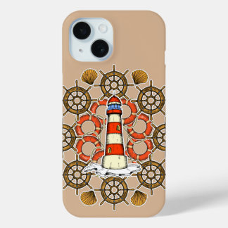 Coastal Lighthouse Illustration iPhone 15 Case