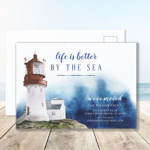 Coastal Lighthouse Moving Announcement Postcard